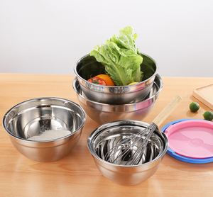 DFU0177 Bol à salade en acier inoxydable de différentes tailles avec couvercle en plastique, personnalisable, en stock - Product Image 4