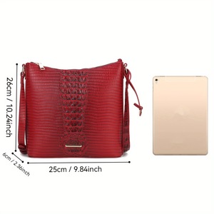 Sac à main vintage pour femme en PU motif crocodile Brahman multicolore avec fermeture éclair, style bandoulière - Product Image 3