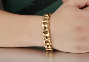 สร้อยข้อมือจักรยานผู้ชายสแตนเลส 316L ดีไซน์หนาเคลือบทอง 24k สำหรับวันครบรอบ - Product Image 5