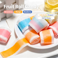 Permen Gulung Buah EJOUA Kemasan Individual Rasa Campuran Stroberi Mangga Blueberry Lembut Kenyal Kotak Grosir Camilan