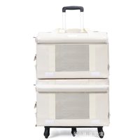 Sac à dos pour chat à double étage avec roues, 2 en 1, chariot pour animaux détachable, transporteur roulant de luxe pour deux chats ou chiens, idéal pour les voyages