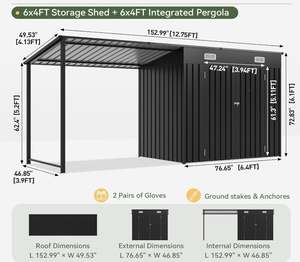 <span class=keywords><strong>Abri</strong></span> de jardin extérieur 6x4FT et gazebo à toit rigide combinés, <span class=keywords><strong>abri</strong></span> métallique 12x4FT avec pergola à toit incliné et <span class=keywords><strong>abri</strong></span> à outils de jardin à côtés ouverts pour patio - Product Image 6