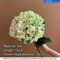 DC140 Vente en gros de tiges d'hortensias artificiels vintage à dégradé vert, grande tête de fleur en soie pour la décoration de centre de table