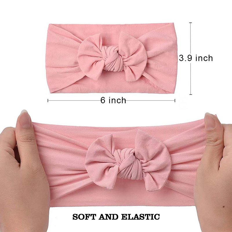 kids big bow soft elastic headband solid color head wrap cotton fabric baby bow headbands