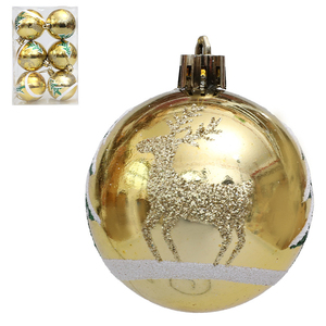 Nouvelle Arrivée Boules de Noël Modernes de Haute Qualité en Plastique de 6 cm, Motif Élan Doré, Décoration Suspendue pour Arbre de Noël, Pendentif de Fête - Product Image 4