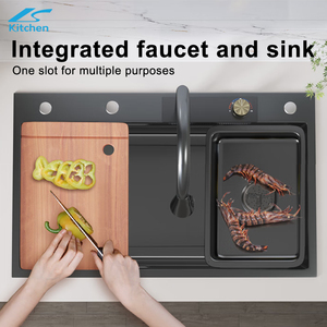 Handmade 304 Stainless Steel Above Mount Waterfall Faucet Farmhouse <strong>Kitchen</strong> Sink with Cup Washer Nano <strong>Step</strong> <strong>Kitchen</strong> Cup Washer - Product Image 6