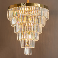 Lustre moderne de luxe en cristal K9 pour mariage, hôtel, escaliers, salle à manger et salon