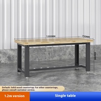 1.2-2.1m simple établi en bois de hêtre massif tiroir robuste entretien de l'atelier table de travail robuste armoires à outils