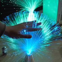 Lampe de nuit à fibre optique LED avec base en cristal de glace, design original, pour table, bureau, décoration de chambre