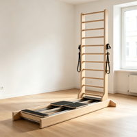 Reformer Pilates en bois d'érable à double direction, lit d'entraînement multifonctionnel pour le renforcement du tronc, pour studio, salle de sport, rééducation et fitness