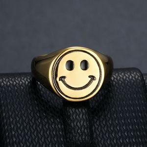 Stainless Steel Smiley Face <b>Ring</b> Gold Silver Unisex <b>Couple</b> Jewelry Gift - Product Image 4
