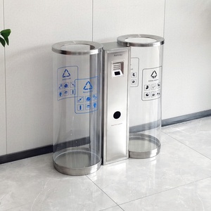 30 Gallon Indoor 2 Compartiment Acryl Prullenbak Transparante Recycling <span class=keywords><strong>Bin</strong></span> Met Asbak/Batterij Voor Luchthaven Vuilnisbak - Product Image 3