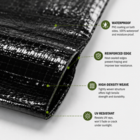 Tissu polyester PVC enduit noir 3 m x 3,5 m pour bâche de camion robuste, protection et stockage de marchandises