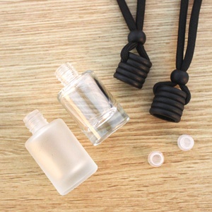 Gran oferta, 12ML, Perfume esmerilado para coche, botella vacía, contenedor de vidrio, cubierta de madera negra, forma de cilindro de cuerda, difusor de ambientador - Product Image 4