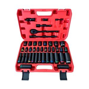 41Pcs Black High Carbon Steel Color Circle Impact Socket Set 1/2" <b>Drive</b> Heavy Duty with <b>Hard</b> for Car - Product Image 1