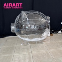 Ballon de tirelire transparent gonflable pour accessoire de marché de fête de scène, mascotte de cochon de dessin animé énorme gonflable de taille personnalisée