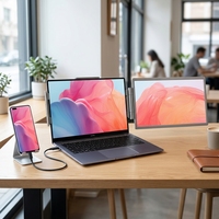 Moniteur portable USB-C PM14R 14 pouces, prend en charge la diffusion de l'écran du téléphone, affichage double écran étendu pour le travail de bureau mobile Android