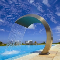 Fontaine cascade rectangulaire en acier inoxydable soudé sur mesure pour jardin extérieur, surface polie miroir, sculpture en corten, vente en gros