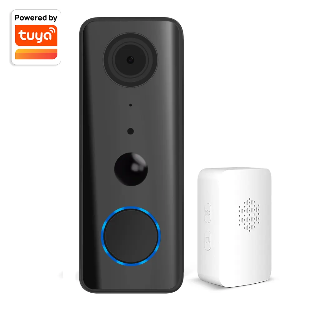 Tuya 1080P caméra de sonnette vidéo intelligente sans fil audio bidirectionnel détection PIR IP65 résistant aux intempéries WiFi anneau porte sonnette interphone vocal