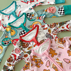 ชุดนอนเด็กอ่อนแบบซิปทำจากใยไผ่ออร์แกนิค ลายคริสต์มาส ชุดบอดี้สูทเด็กแรกเกิดแบบซิป ชุดนอนเด็ก ชุดนอนเด็กทารก - Product Image 2