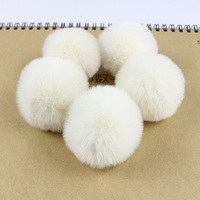 Pom poms en fausse fourrure de lapin 5 pièces, taille de 4cm avec bande élastique, pom poms en fourrure artificielle souple pour accessoires de bricolage
