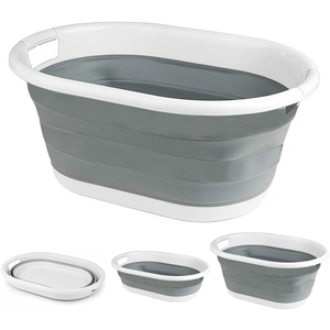 Cesto de <span class=keywords><strong>Ropa</strong></span> Plegable de Plástico, Cestas de Lavado Pequeñas y Plegables <span class=keywords><strong>para</strong></span> <span class=keywords><strong>Ropa</strong></span>, Portátiles e Ideales <span class=keywords><strong>para</strong></span> Ahorrar Espacio, Ovaladas - Product Image 1