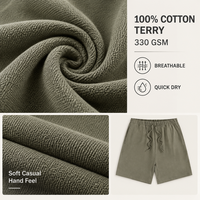 Vente directe d'usine, shorts décontractés pour hommes, couleur unie, coton, taille élastique, cordon de serrage, shorts de plage d'été, logo personnalisé
