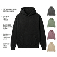 Sudadera con Capucha Negra de Corte Regular y Largo Estándar, Diseño Bordado, Felpa Sólida de Poliéster y Algodón para Hombre, Invierno, ODM