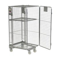 Chariot de rangement pliable en fil d'acier galvanisé, 4 côtés, entrepôt portable, chariot de stockage mécanique, Cage à linge