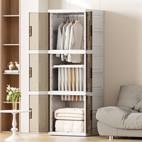 Armoire Pliante pour Adultes, Grande Armoire de Rangement Suspendue, Meuble de Rangement Pliable à Étagères Multiples, Casier sur Pied Style Japonais
