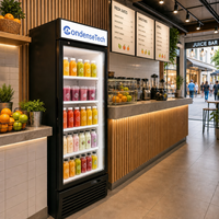 Congélateur vertical à grande capacité, refroidissement par air ventilé, porte vitrée, stockage de crème glacée