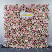 Vente en gros de décoration murale personnalisée souffle de bébé fournitures de mariage décoration rose toile de fond soie artificielle mariage fleur décorative murale