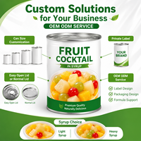 Gemengde fruitcocktail in blik 850g in lichte siroop HACCP Klantlogo blikverpakking Detailhandel Groothandel Export Aanbod