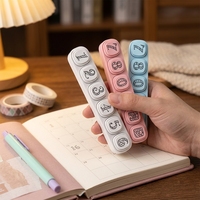 Tampon auto-encreur 6-en-1 en plastique Intoos, vente directe usine, faible MOQ, motif personnalisé, papeterie éducative pour enfants, vente en gros