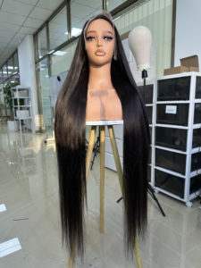 Peluca <span class=keywords><strong>frontal</strong></span>/cierre de encaje de cabello humano a buen precio, pelucas de encaje HD transparentes de cabello camboyano para mujeres negras - Product Image 4