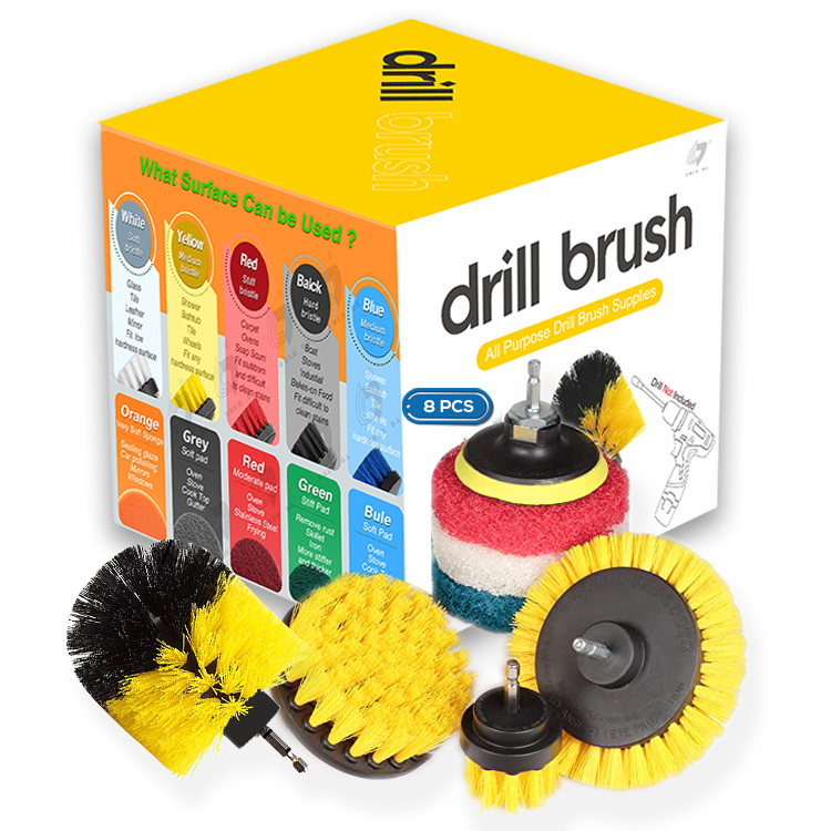 8 Pcs Drill Cleaning Brush Attachment Set For Car Household