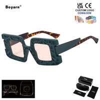 Lunettes de soleil carrées vintage Boyarn pour hommes, de haute qualité, vert foncé, motif léopard, robustes