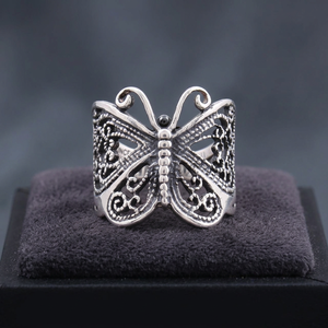 Butterfly Eternity Band 925 Sterling Silver Bezel Setting <b>Ring</b> Rhodium Plated Trendy Party Jewelry for Women <b>Men</b> Unisex - Product Image 3