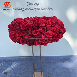 Centro de Mesa de Bolas de Flores Rojas de Seda Artificial Suave para Decoración de Eventos de Boda, Diseño Asimétrico, Tamaño 1.8-2.4m - Product Image 6