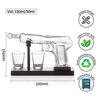 Ensemble de carafe à whisky en verre en forme de pistolet créatif avec 2 verres à liqueur et support