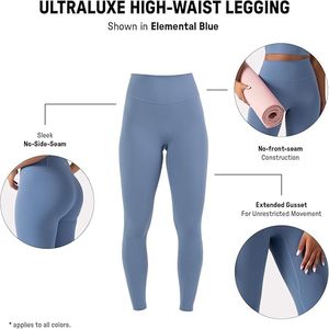 Custom Active UltraLuxe High Waisted <b>Leggings</b> Full Length No Front Seam Tummy Control <b>Seamless</b> Yoga Pilates Gym Wear - Product Image 6