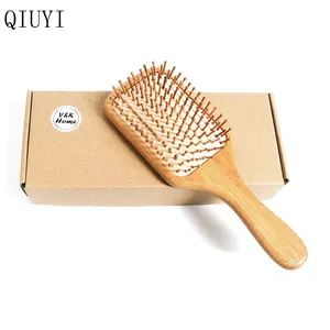 Eco friendly Custom bamboo curly hair brush Detangling Hairbrush for Women hair extension brush logo