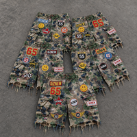 Shorts cargo camouflage personnalisés DiZNEW pour hommes, multi-poches, patchwork, streetwear hip-hop, shorts déchirés