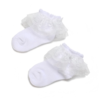 Chaussettes de baptême en coton blanc à lacets croisés pour nouveau-nés, vente en gros, 0-12 mois