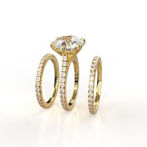 Anillo Solitario de Plata de Ley con 3.80 Quilates &amp;   Anillos Apilables de Eternidad - Product Image 4