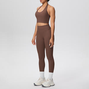 Nouveaux ensembles de yoga et de fitness pour femmes, de haute qualité, taille plus, compression, leggings, soutien-gorge, 5 pièces, tenues de sport avec poches - Product Image 2