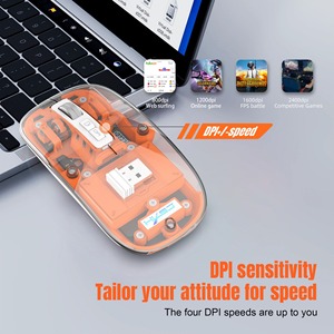 Ratón inalámbrico transparente, ratón Bluetooth de 3 modos, ratón portátil Silm recargable silencioso para ordenador portátil, PC, MacBook - Product Image 3
