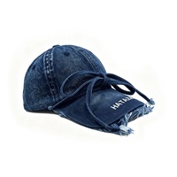 Gorra de béisbol retro estilo americano con efecto desgastado, borde deshilachado, PVC, 6 paneles, ajustable, para las cuatro estaciones, a la moda, para comercio transfronterizo.