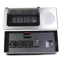 Prise de courant de bureau escamotable 3 prises 2 ports USB avec charge rapide sans fil 18W pour tables de conférence, prise US 10A