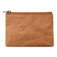 Pochette zippée en papier kraft lavable, porte-monnaie, porte-cartes, petit organisateur de voyage, portefeuille, sac de rangement pour cosmétiques